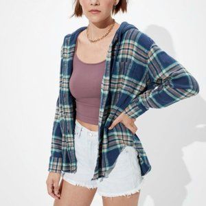 AE Hooded Plaid Button Down